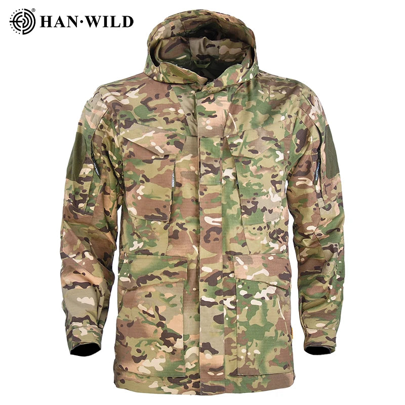 M65 Tactical Jackets Windbreaker Hiking Airsoft Camping Jacket Hunting Hoodie Coat Multi-pocket Jackets Windproof Men Clothing