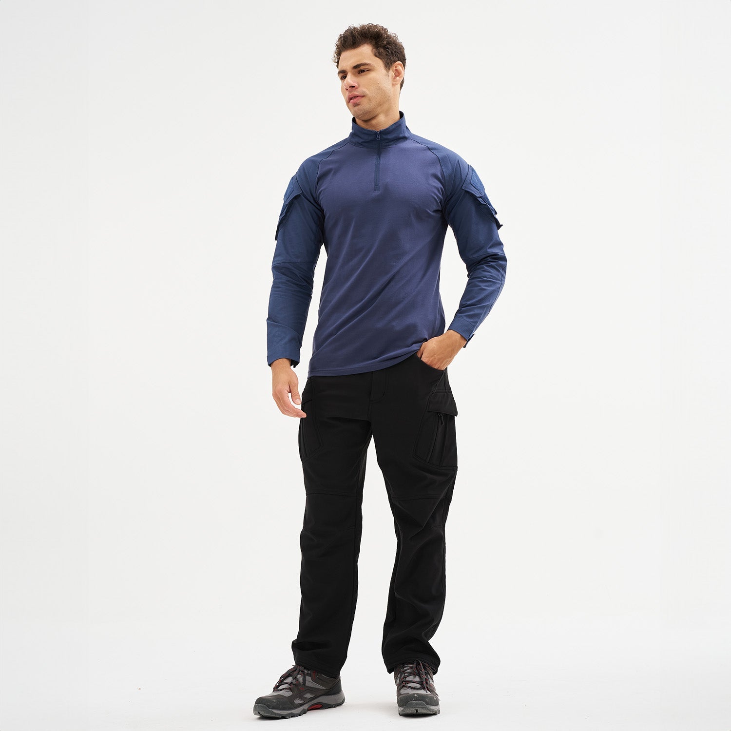 Men's 1/4 Zip Tactical Military Shirt with Pockets