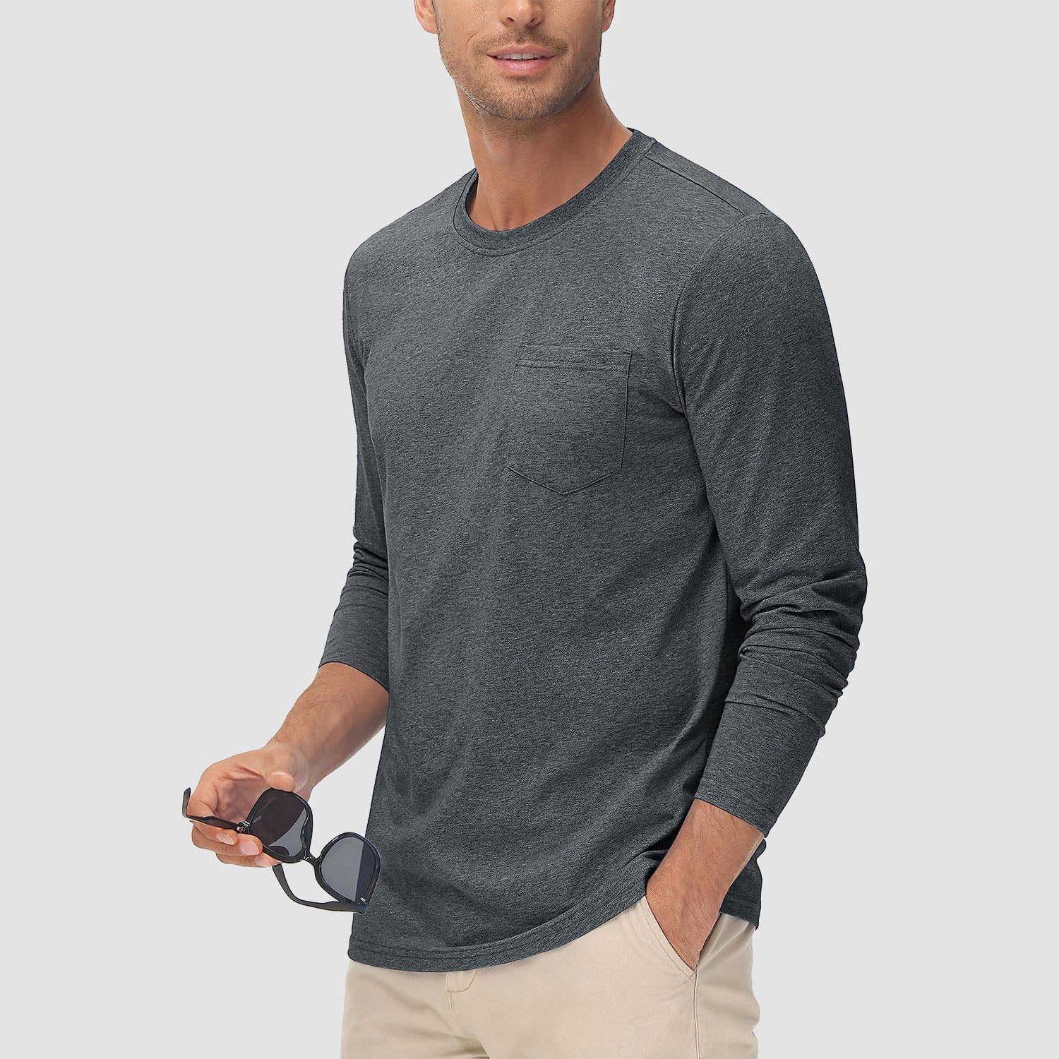 Men's Basic Long Sleeve Shirt Casual Lightweight T-Shirt