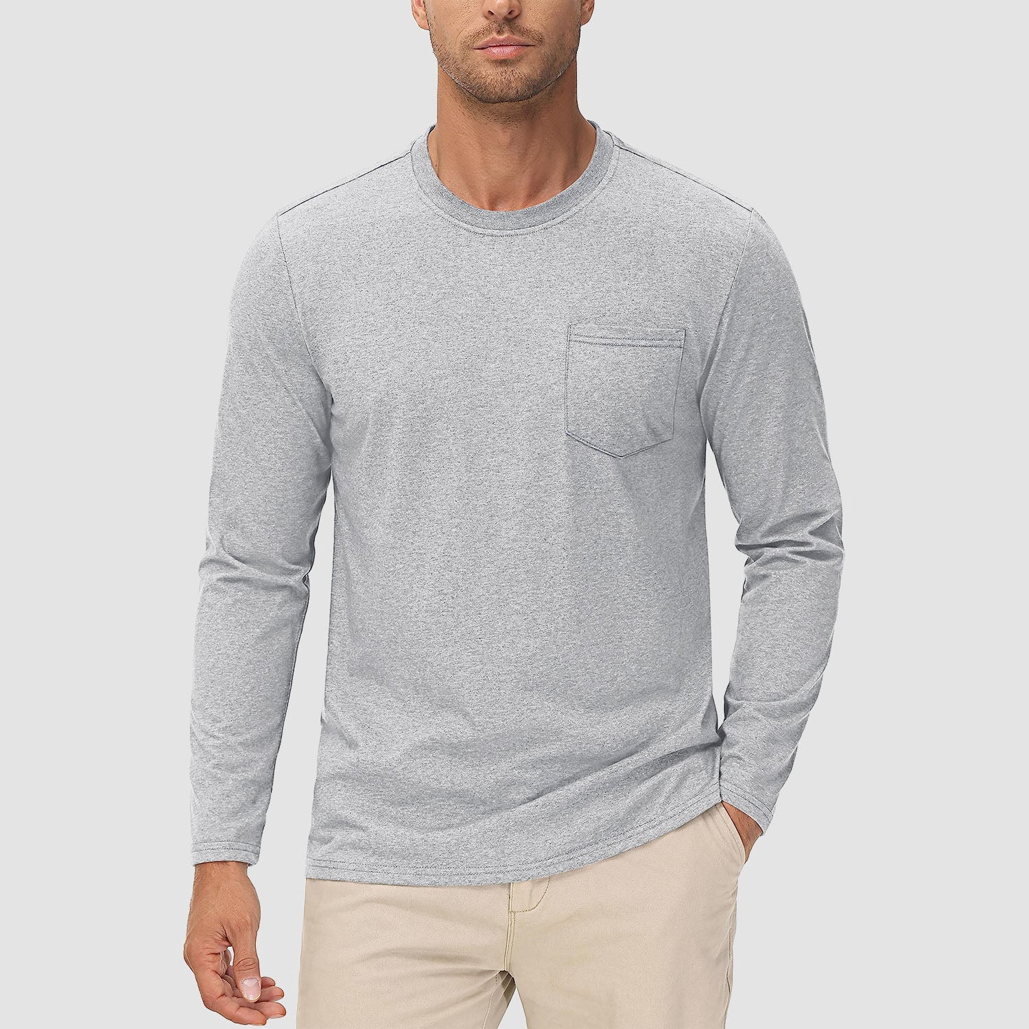 Men's Basic Long Sleeve Shirt Casual Lightweight T-Shirt