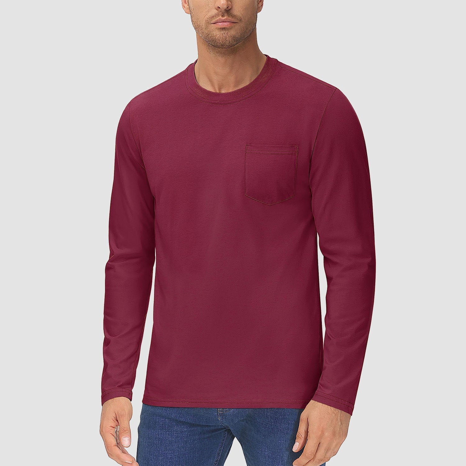 Men's Basic Long Sleeve Shirt Casual Lightweight T-Shirt
