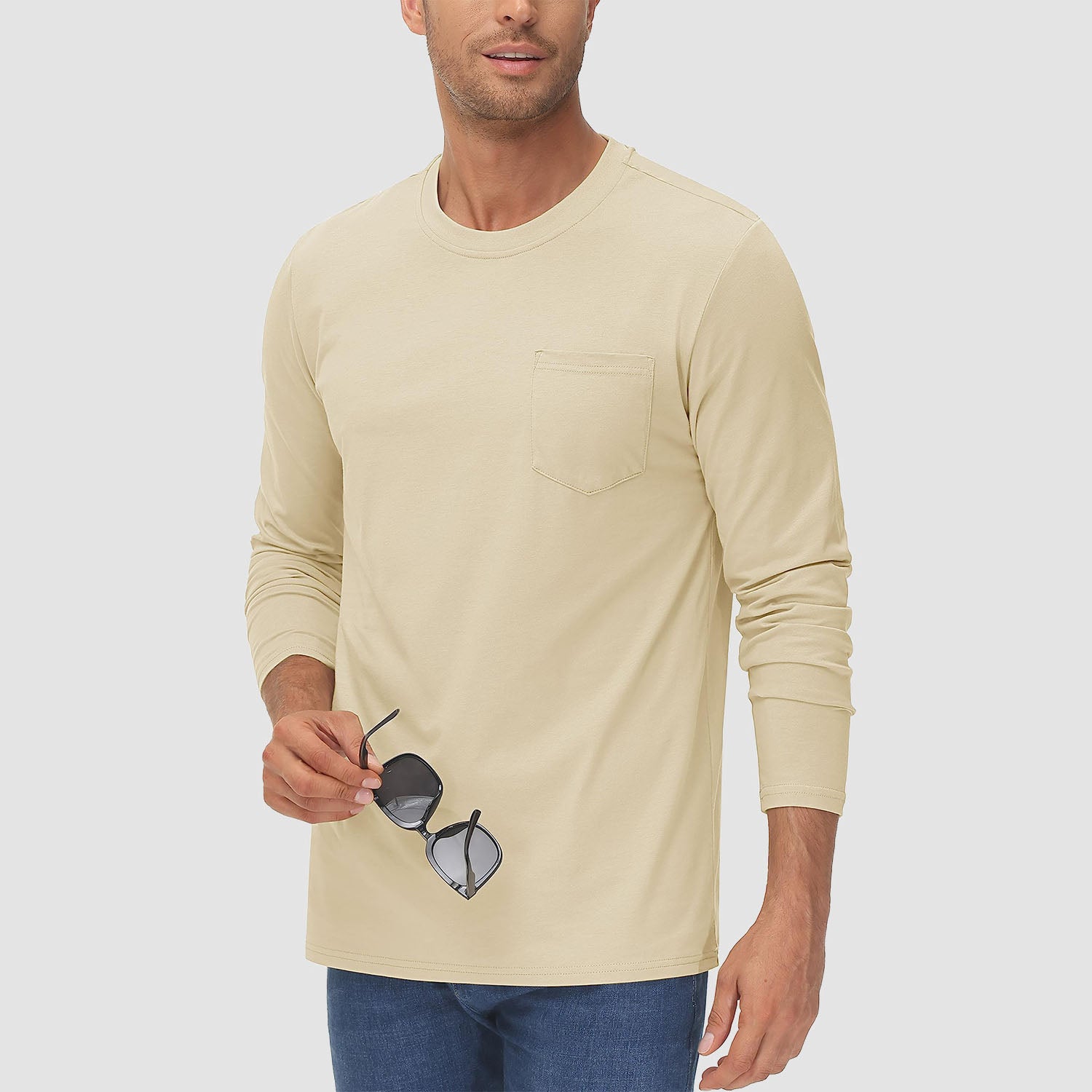 Men's Basic Long Sleeve Shirt Casual Lightweight T-Shirt