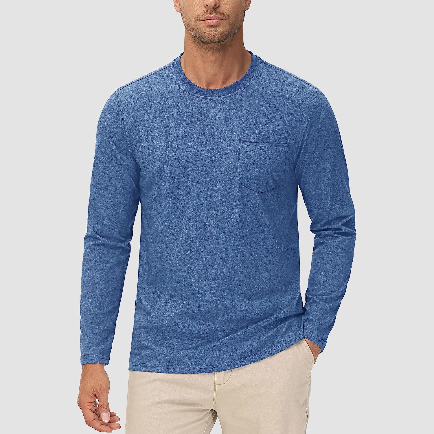 Men's Basic Long Sleeve Shirt Casual Lightweight T-Shirt