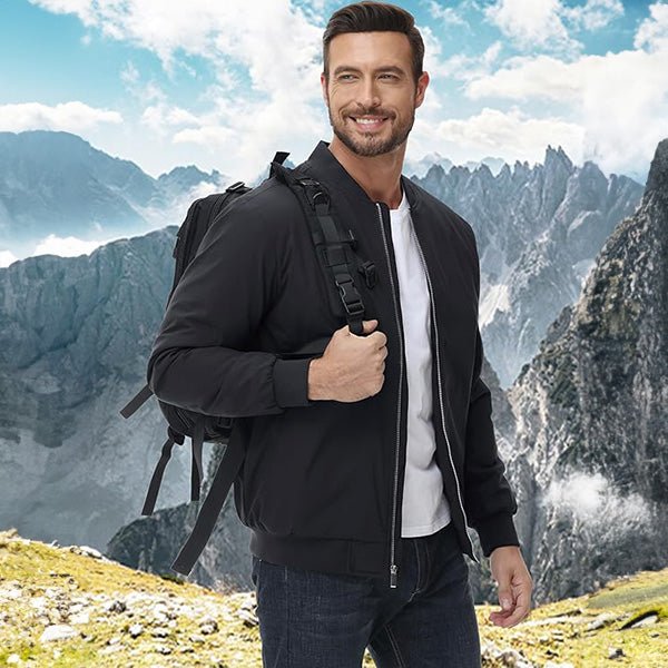 Men's Bomber Jacket, Quilted & Windproof with Pockets