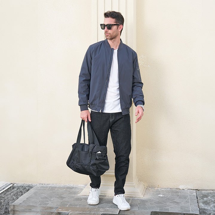 Men's Bomber Jacket, Quilted & Windproof with Pockets