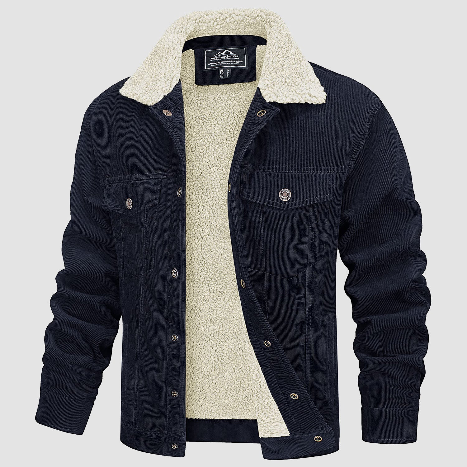 Men's Corduroy Jacket - Sherpa-Lined Winter Coat