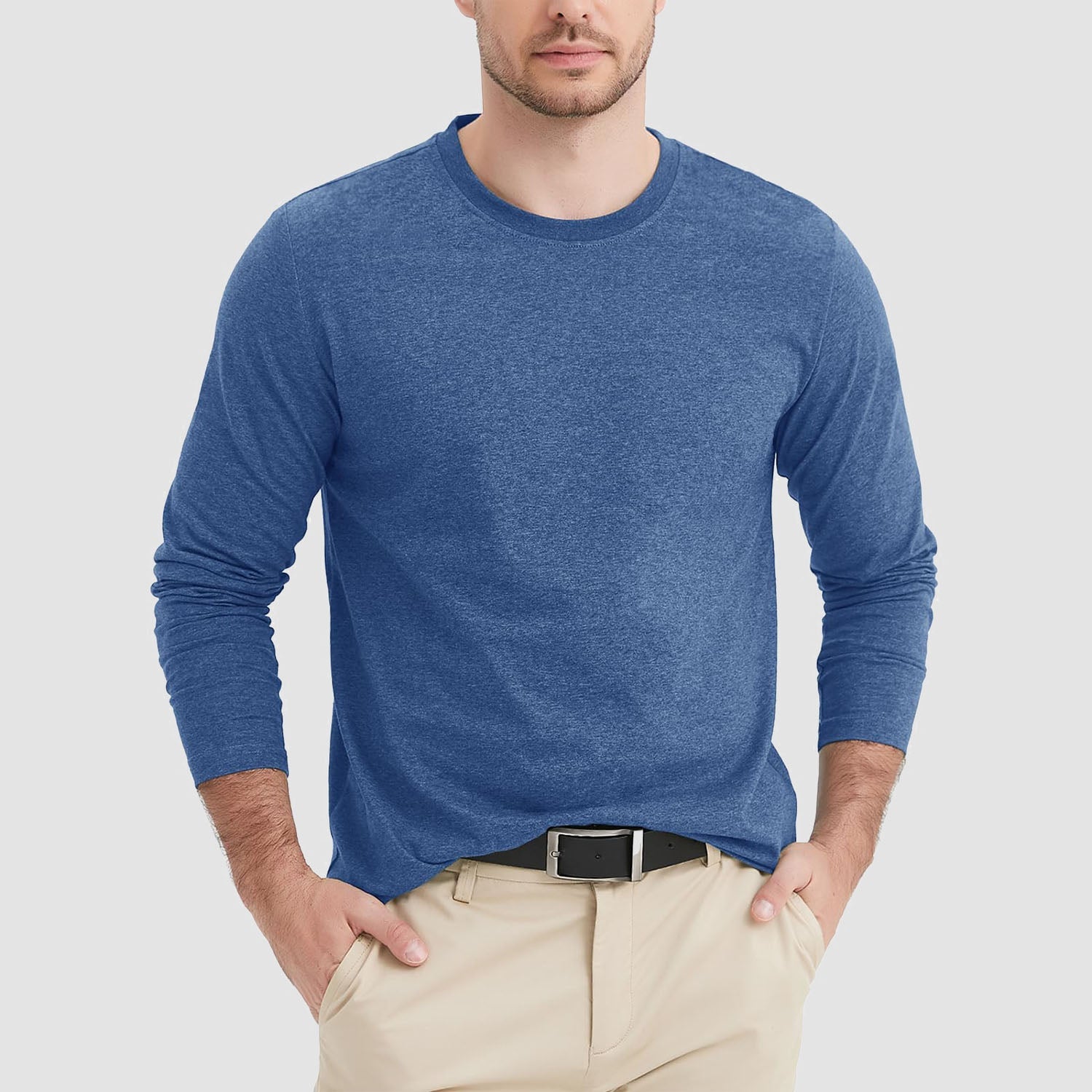 Men's Crew Neck Long Sleeve Shirt Quick Dry Sports Shirt