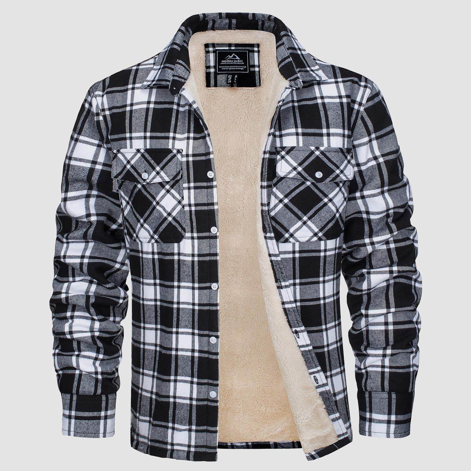 Men's Flannel Shirt Jacket - Fleece Lined Cotton Winter Coat