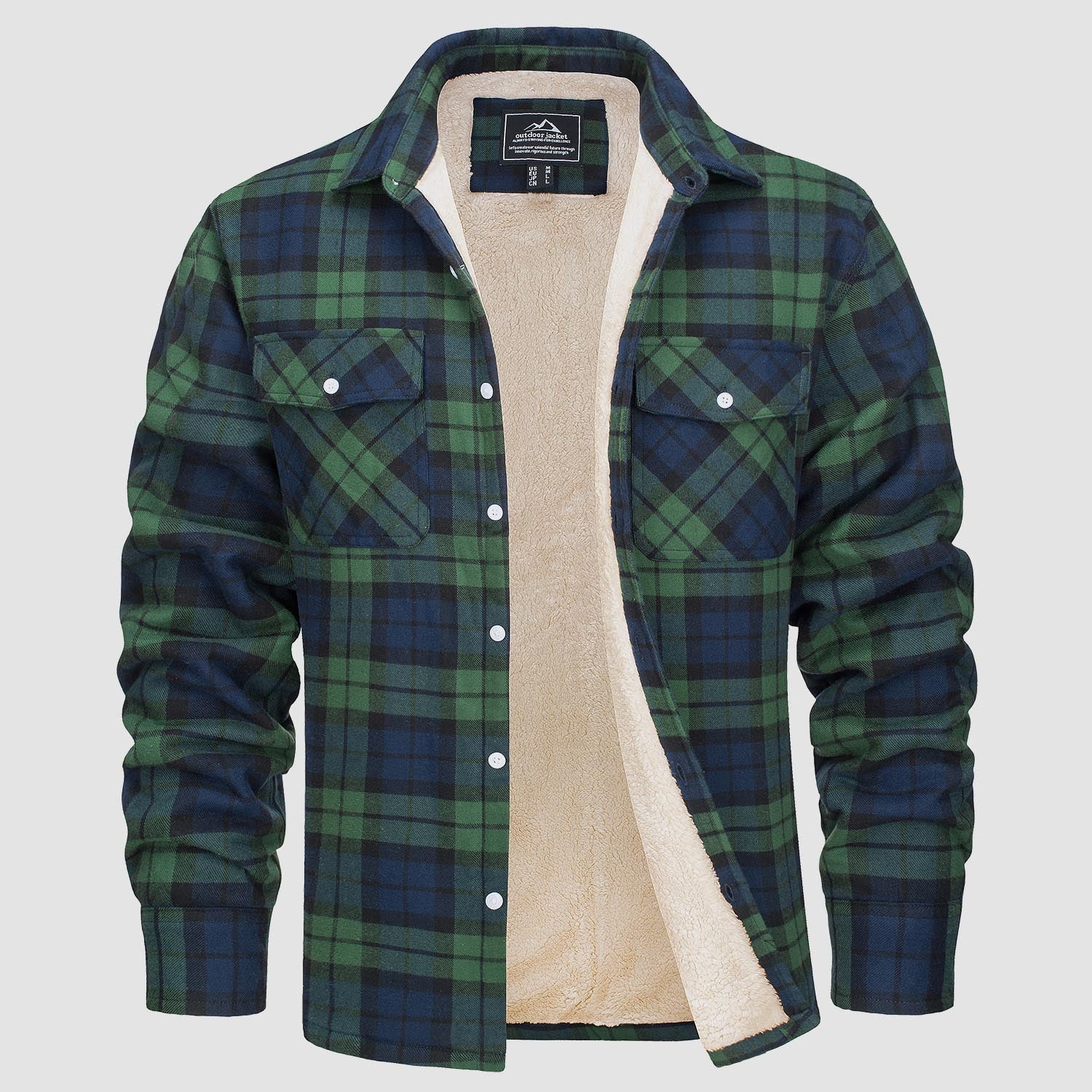 Men's Flannel Shirt Jacket - Fleece Lined Cotton Winter Coat