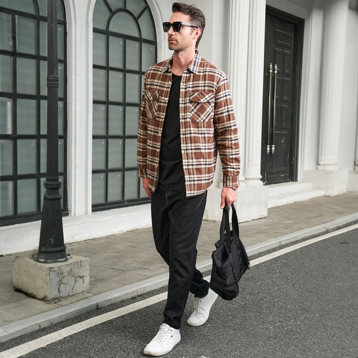 Men's Flannel Shirt Jacket - Fleece Lined Cotton Winter Coat