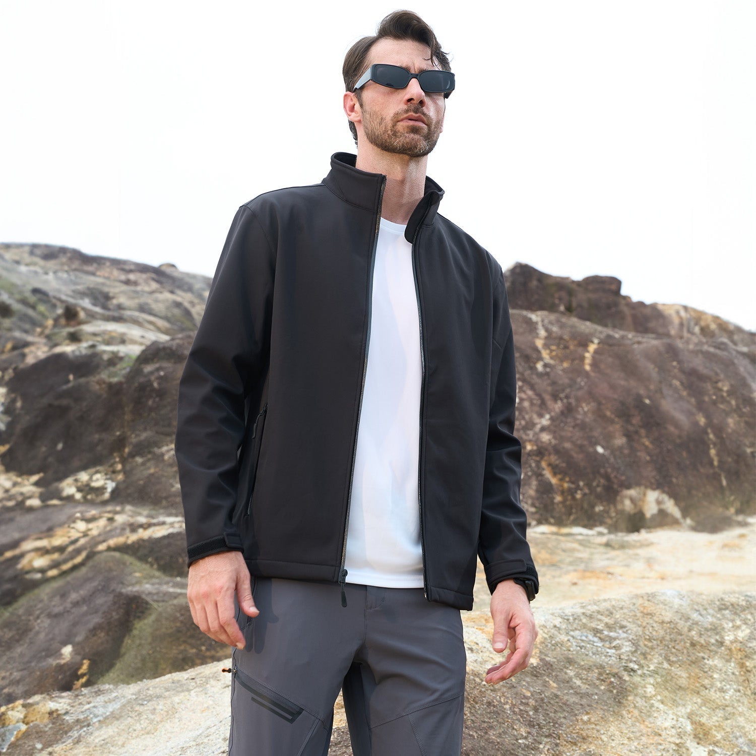 Men's Fleece-Lined Softshell Jacket, Waterproof & Windproof