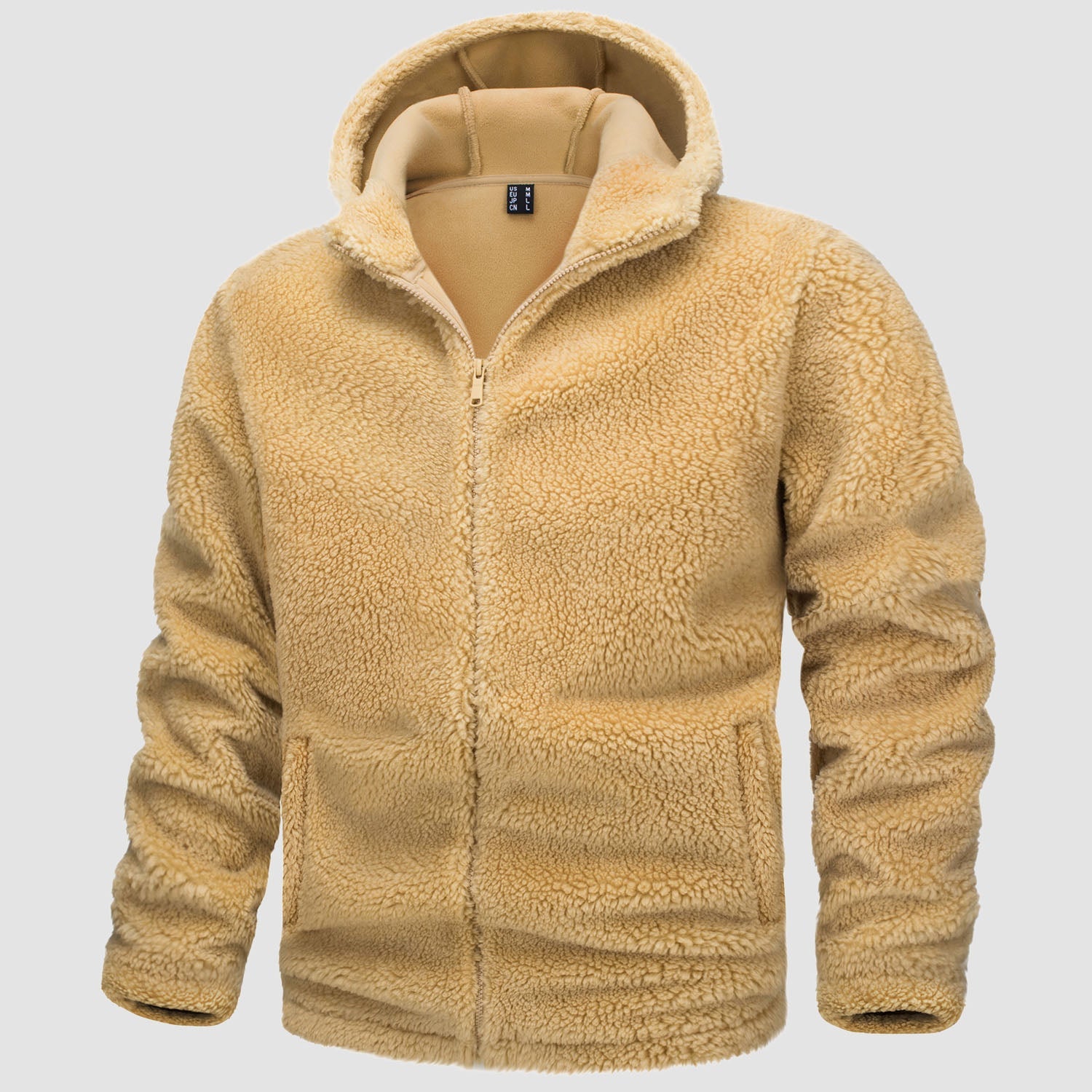 Men's Fleece Hoodie Sherpa Jacket Full Zip  with 4 Pockets