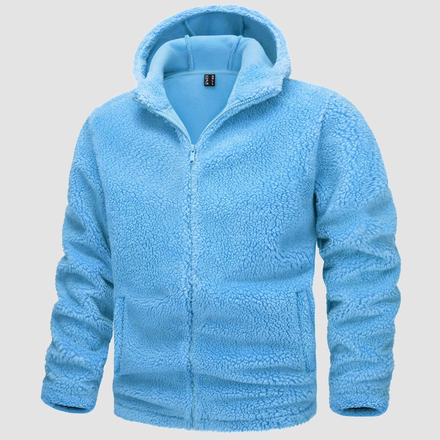 Men's Fleece Hoodie Sherpa Jacket Full Zip  with 4 Pockets