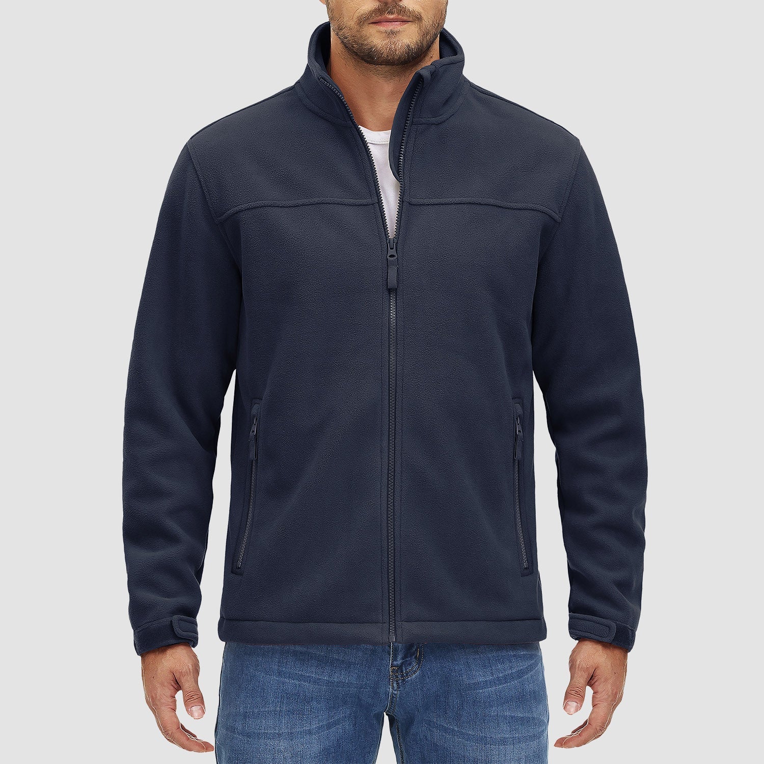 Men's Fleece Jacket Full Zip Lightweight Casual Jacket