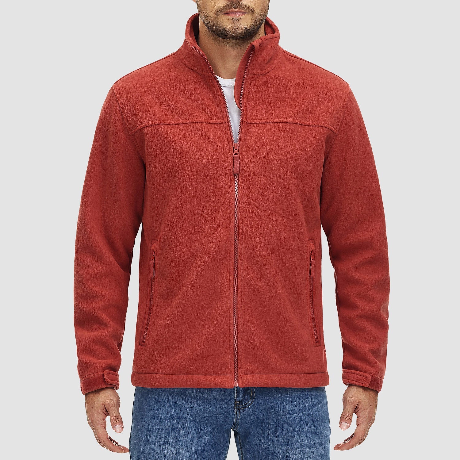 Men's Fleece Jacket Full Zip Lightweight Casual Jacket