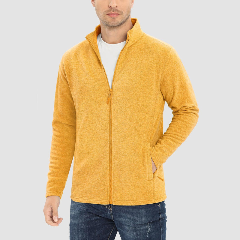 Men's Fleece Jacket Zip Up Stand Collar Coat