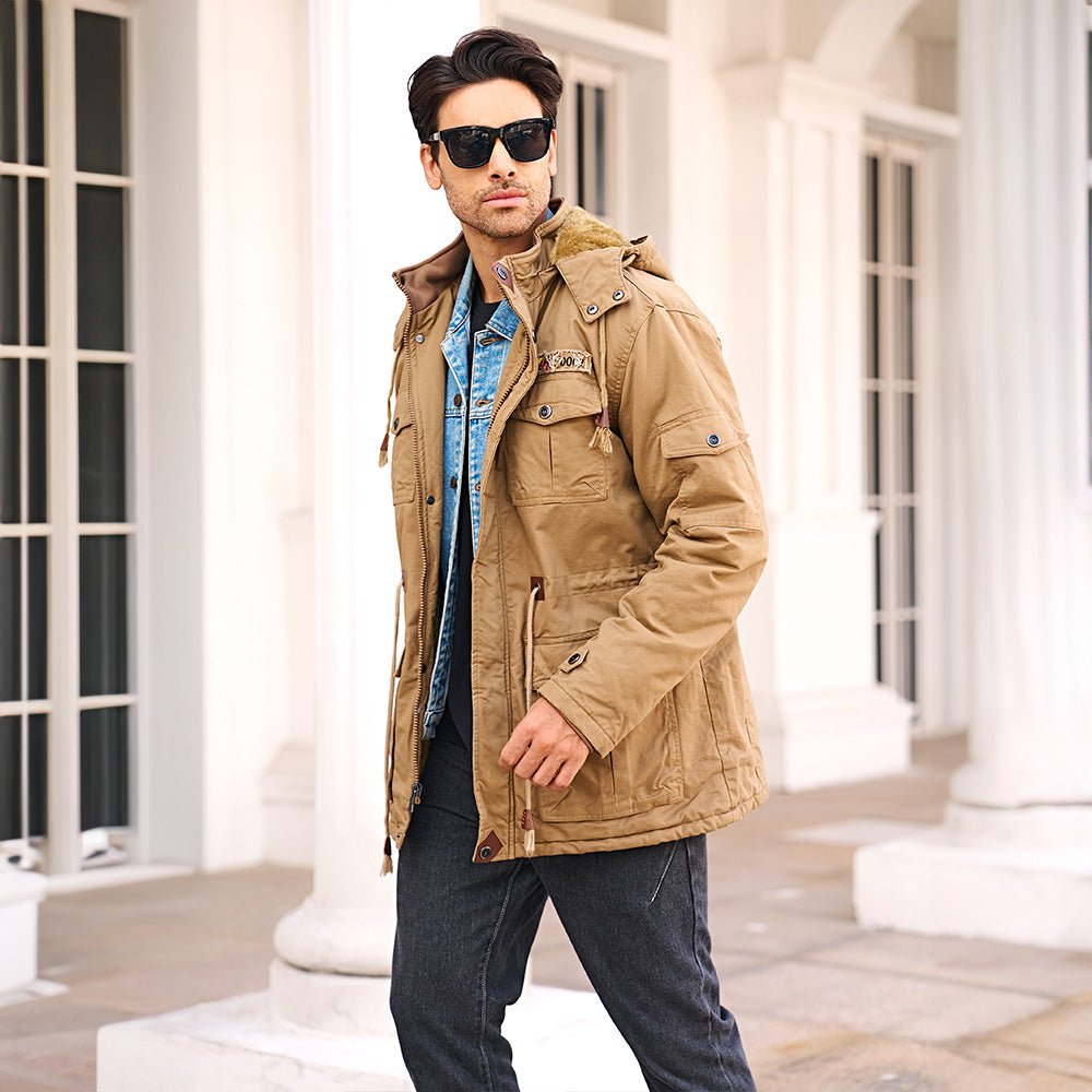 Men's Fleece Lined Winter Military Jacket Parka