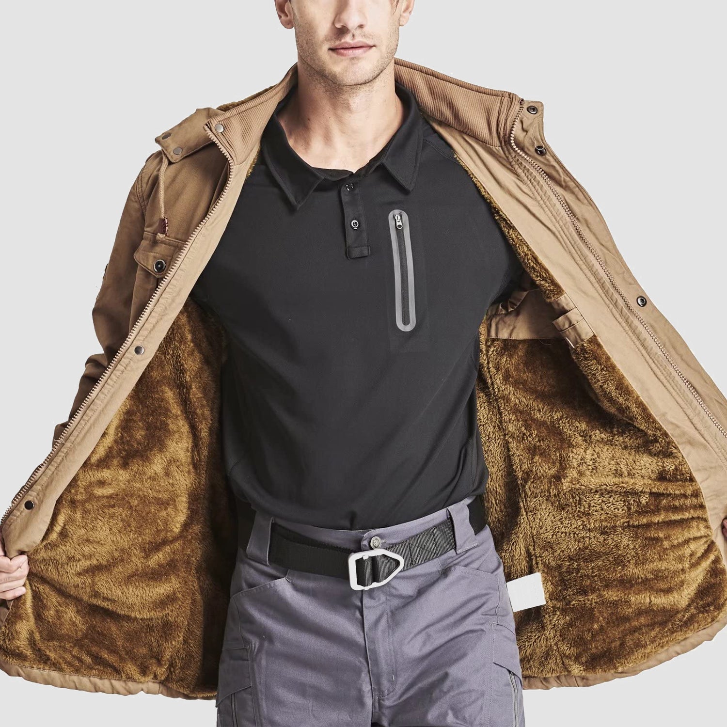 Men's Fleece Lined Winter Military Jacket Parka