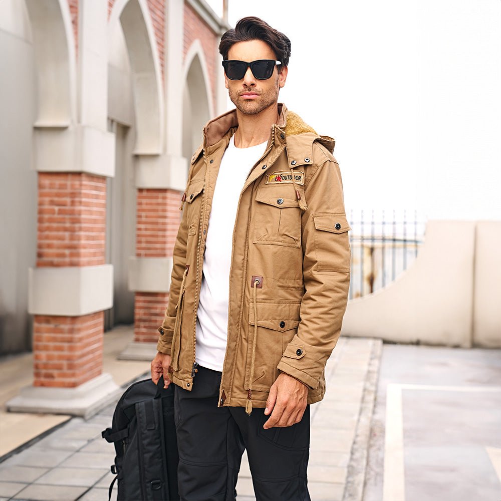 Men's Fleece Lined Winter Military Jacket Parka