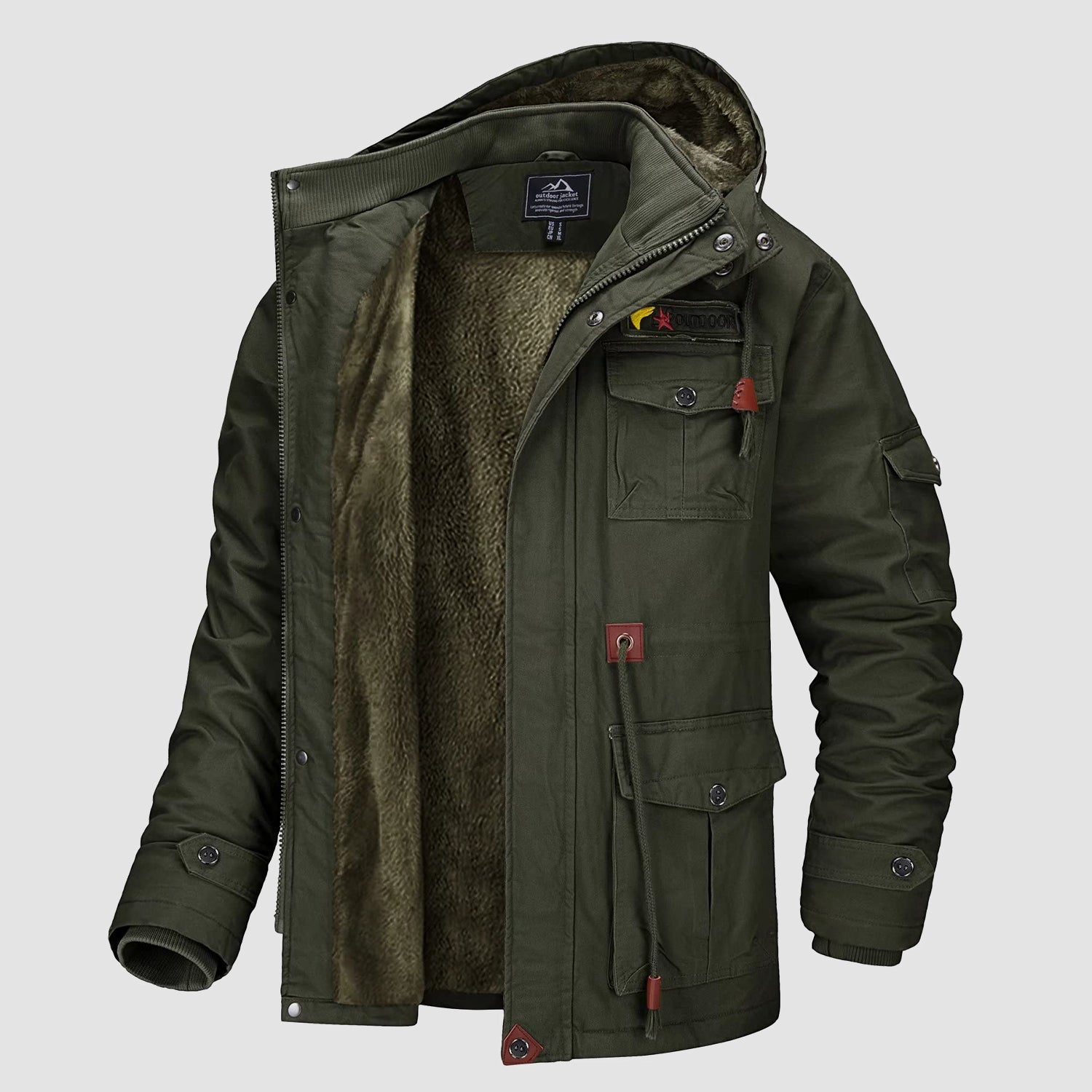 Men's Fleece Lined Winter Military Jacket Parka
