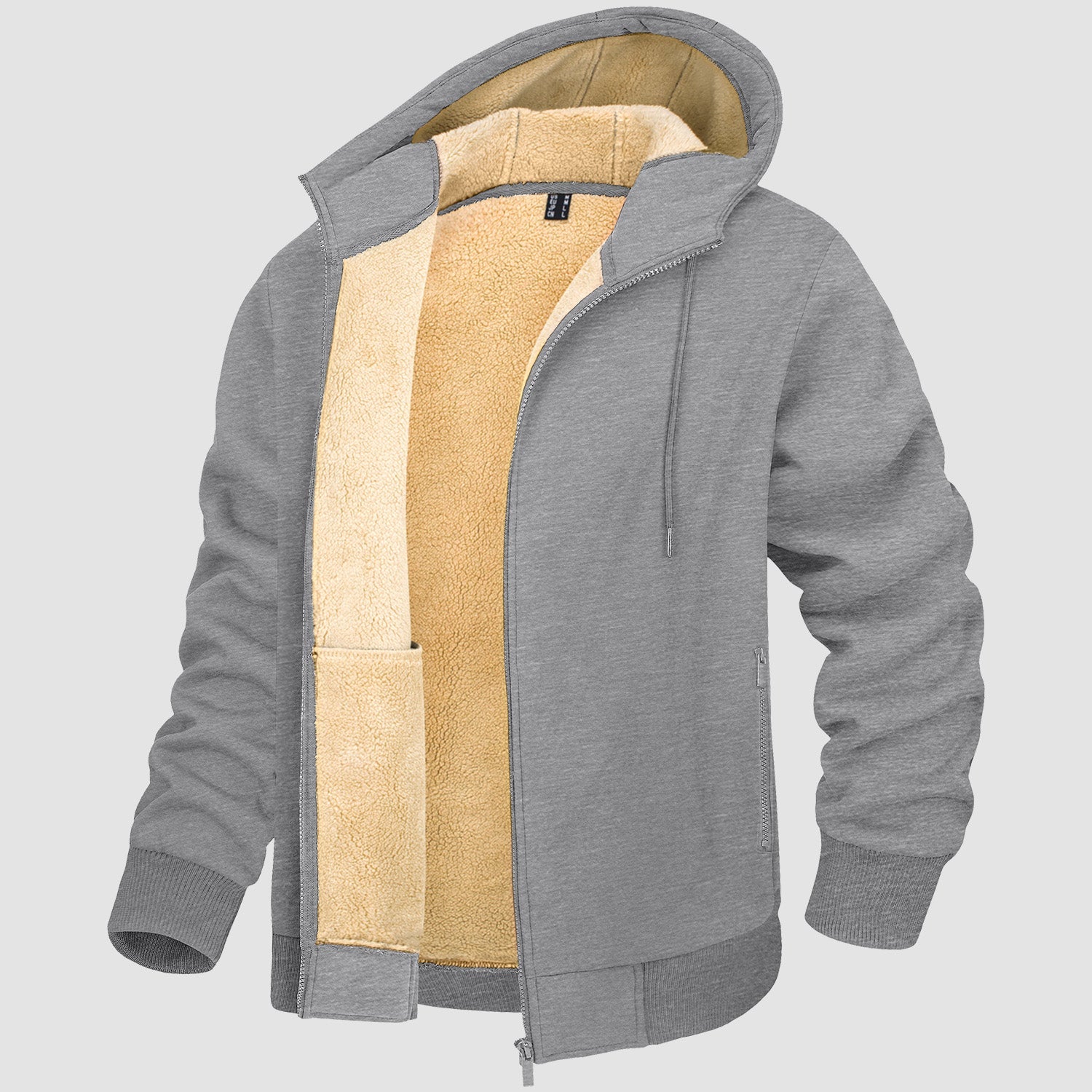 Men's Fleece Lined Zipper Hoodie Jacket - Warm Winter Coat