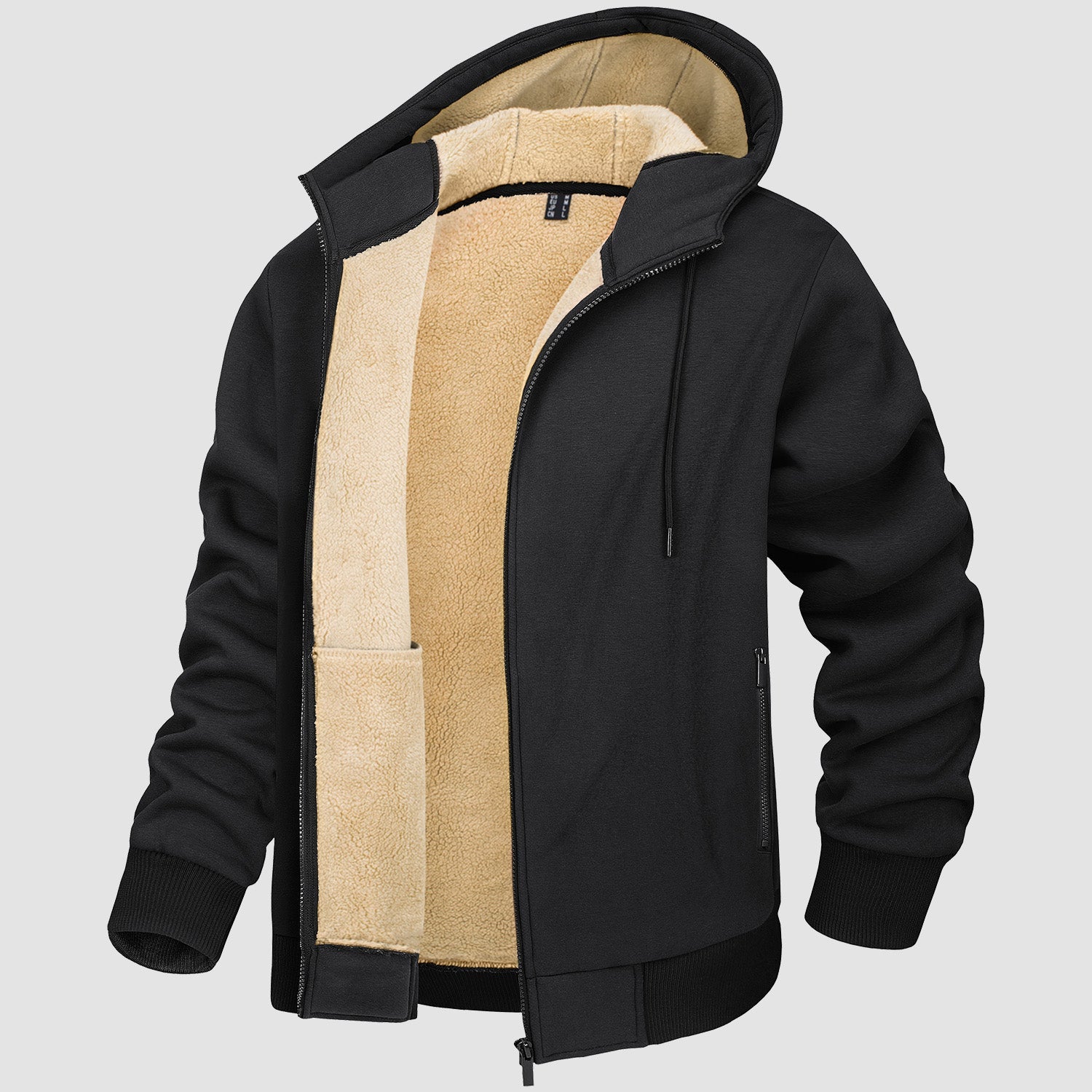 Men's Fleece Lined Zipper Hoodie Jacket - Warm Winter Coat