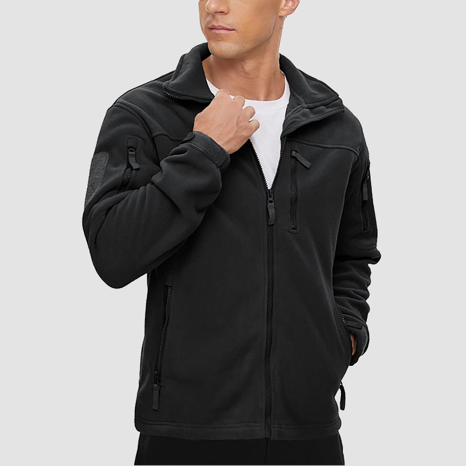 Men's Fleece Tactical Jacket Stand Collar Military Field Jackets