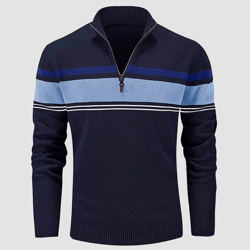 Men's Half Zipper Pullover Sweater Slim Fit Knitted Sweatshirt