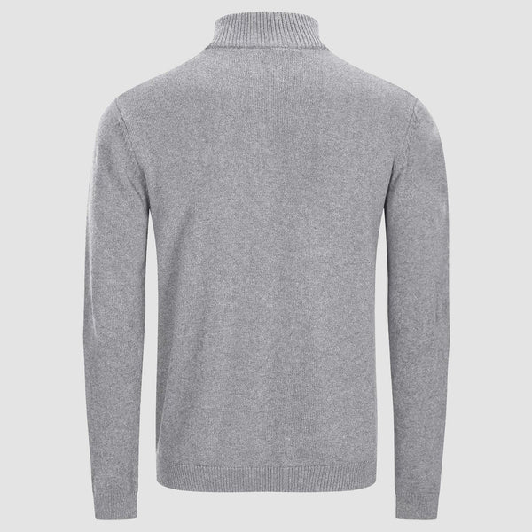 Men's Knitted Turtleneck Sweater - 1/4 Zip Pullover