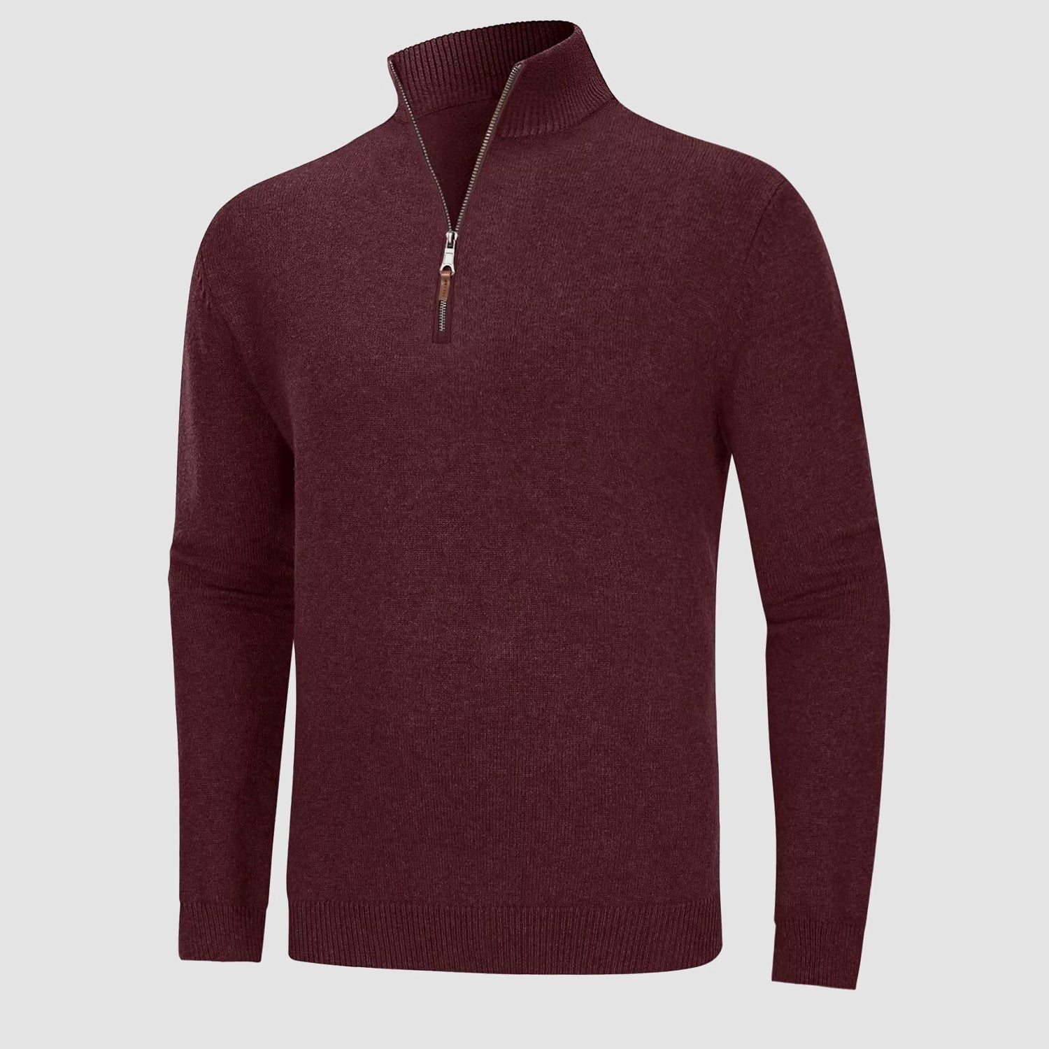 Men's Knitted Turtleneck Sweater - 1/4 Zip Pullover