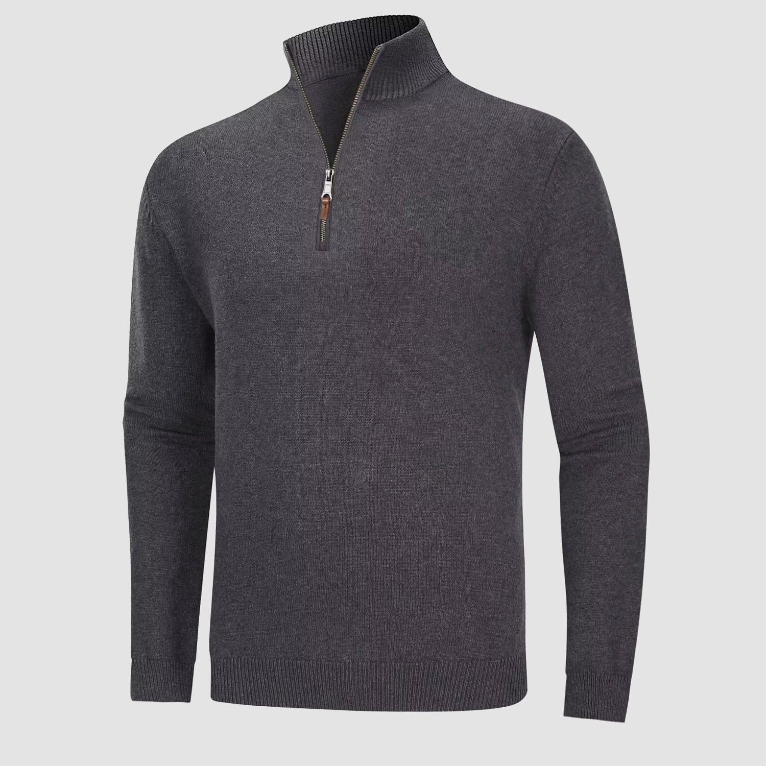 Men's Knitted Turtleneck Sweater - 1/4 Zip Pullover