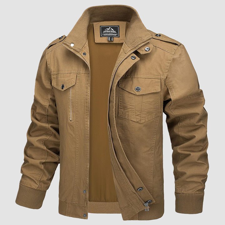 Men's Lightweight Cotton Cargo Jacket with Zip Pockets
