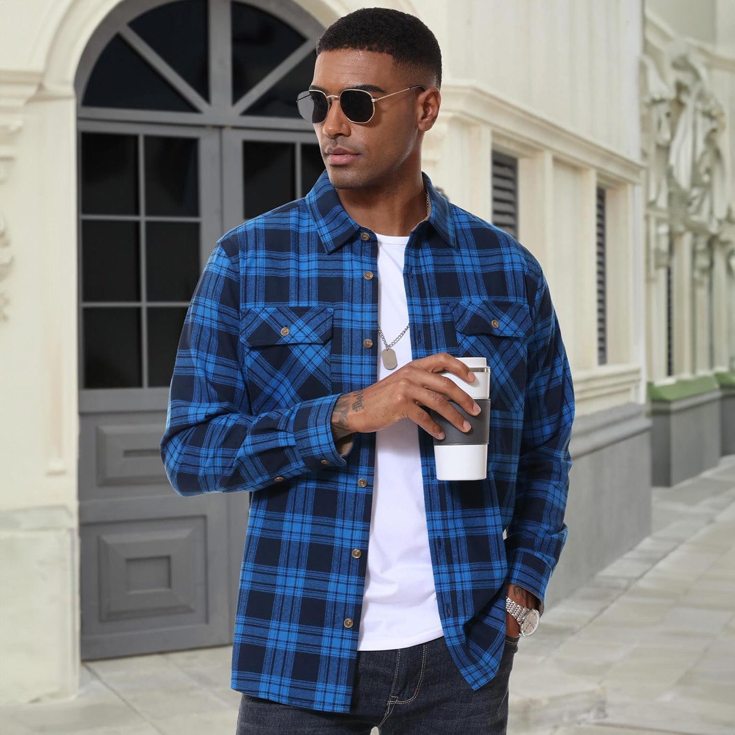 Men's Lightweight Flannel Shirt Jacket