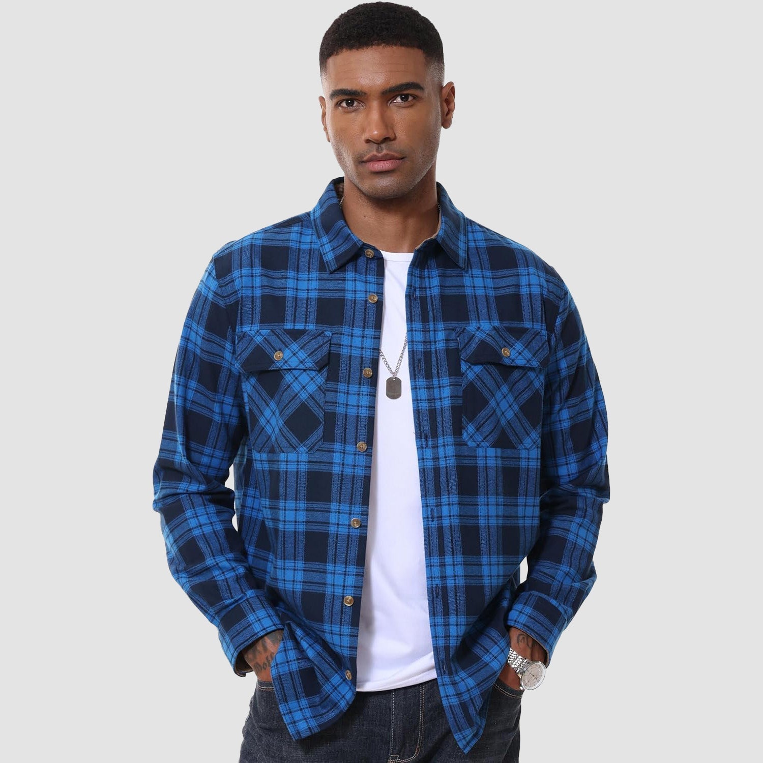 Men's Lightweight Flannel Shirt Jacket
