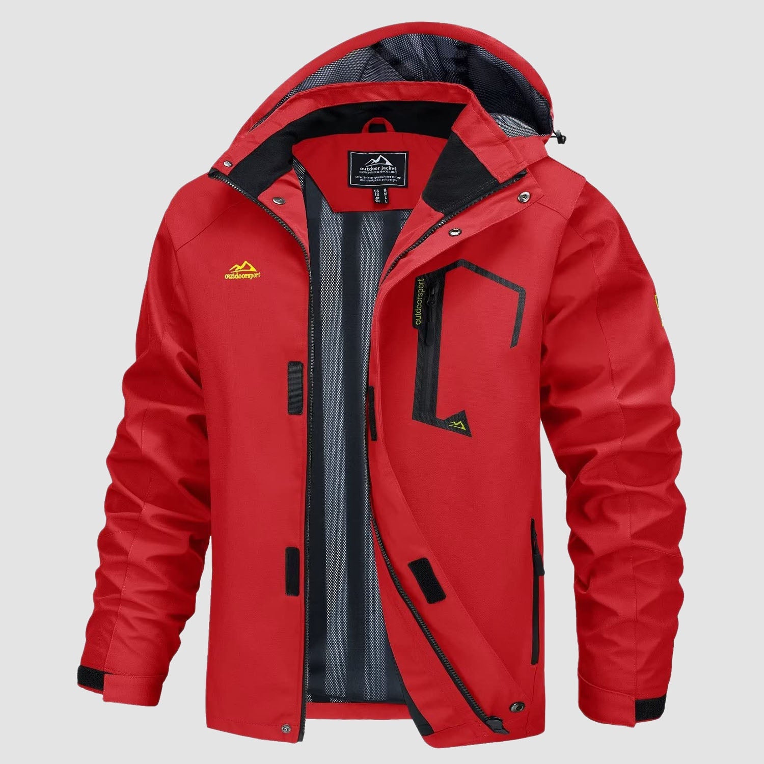 Men's Lightweight Rain Jacket with Detachable Hood for Hiking
