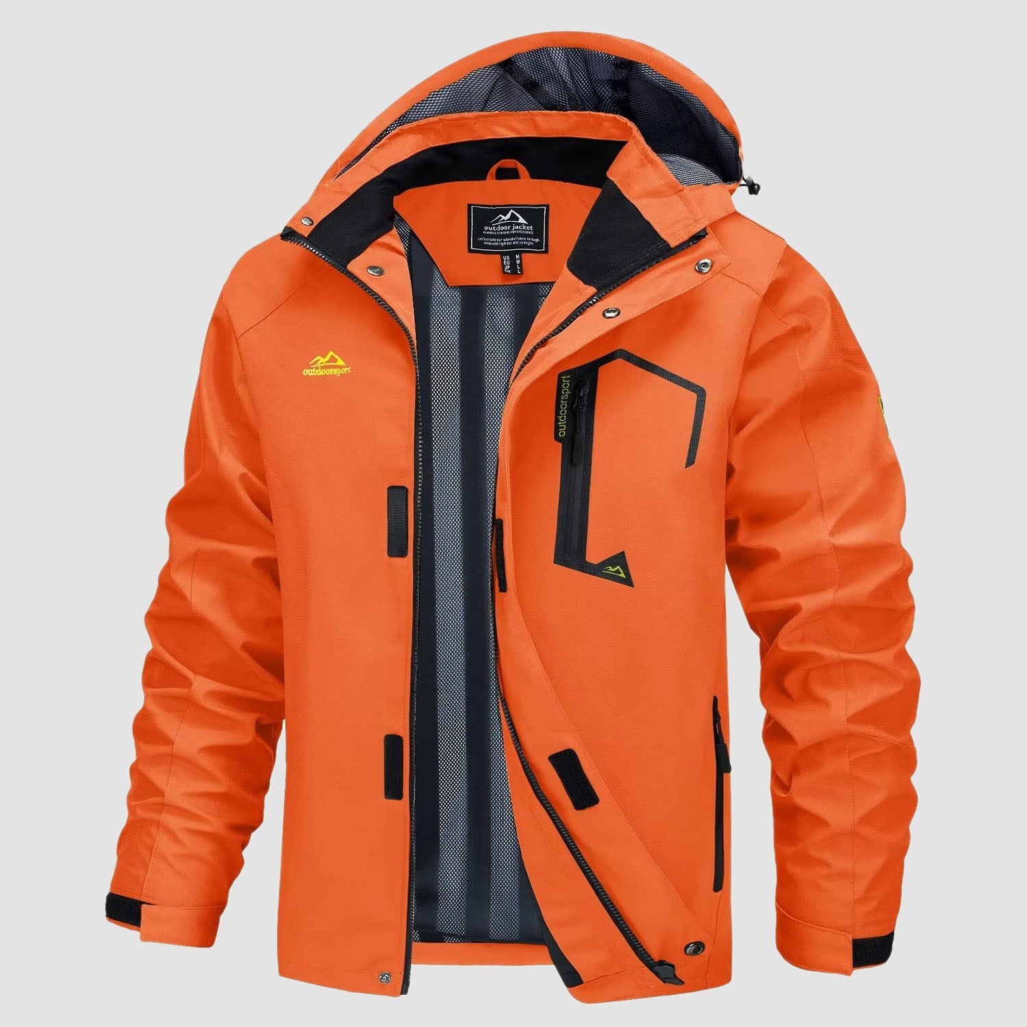 Men's Lightweight Rain Jacket with Detachable Hood for Hiking