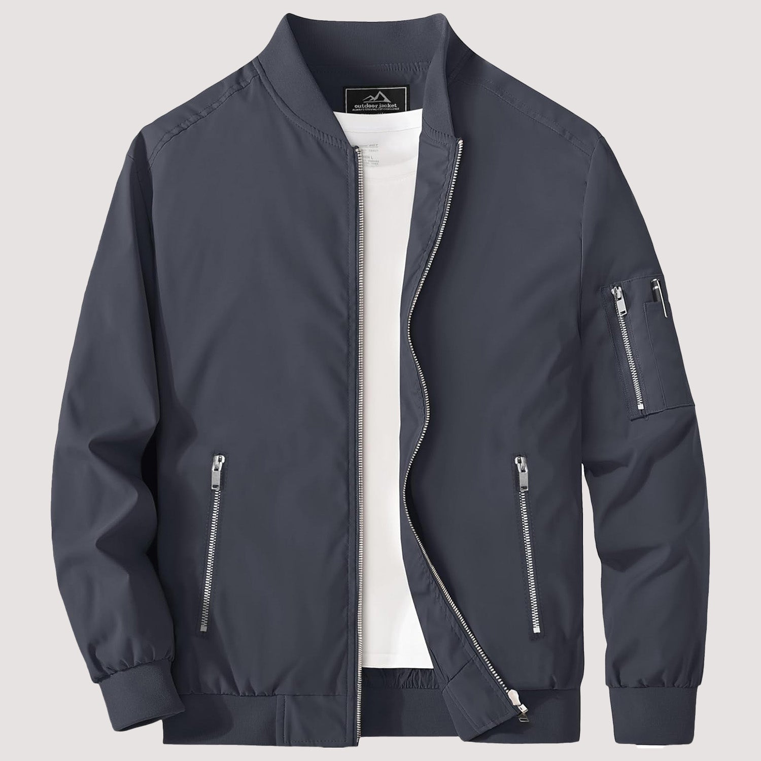Men's Lightweight Zip-Up Bomber Jacket - Casual Windbreaker