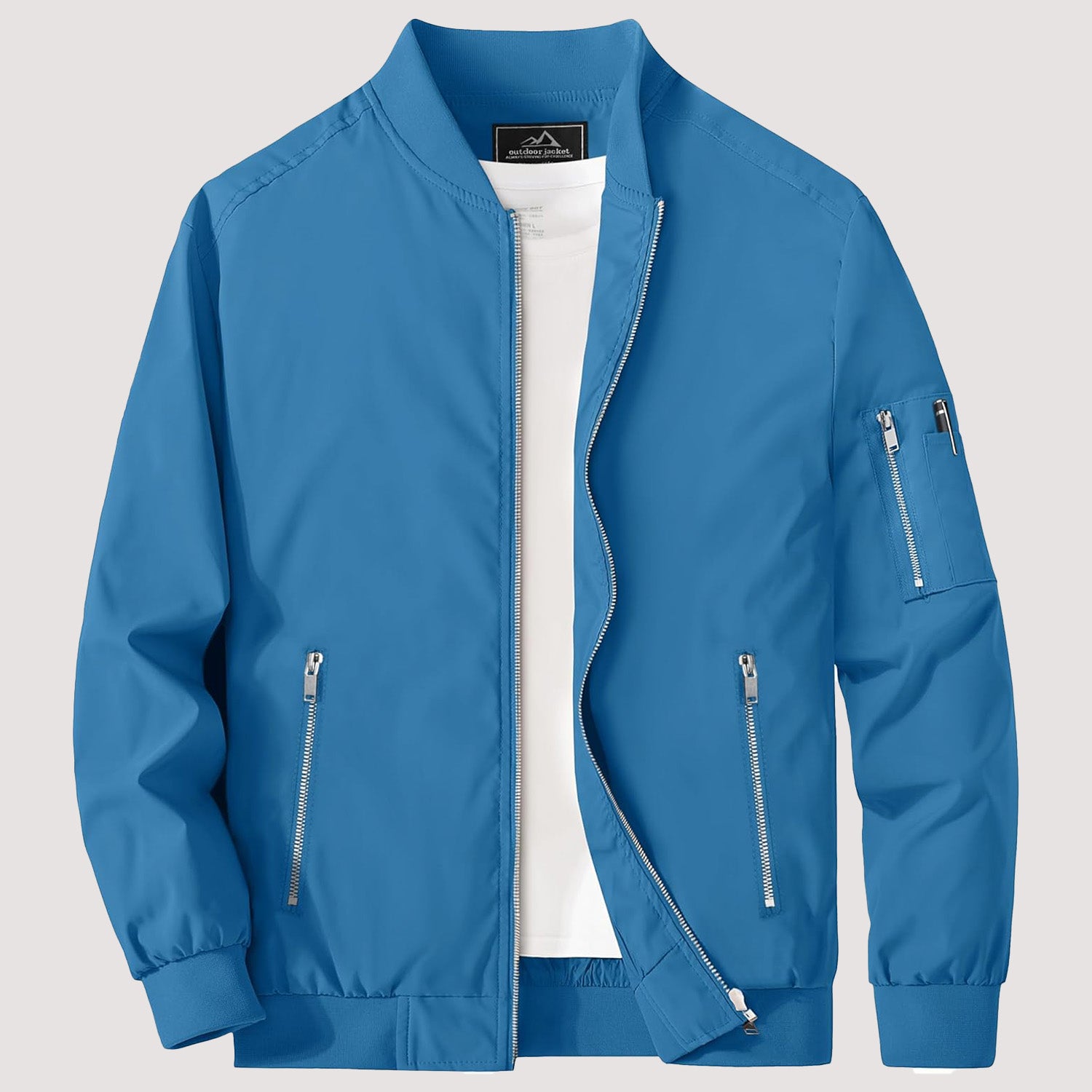 Men's Lightweight Zip-Up Bomber Jacket - Casual Windbreaker