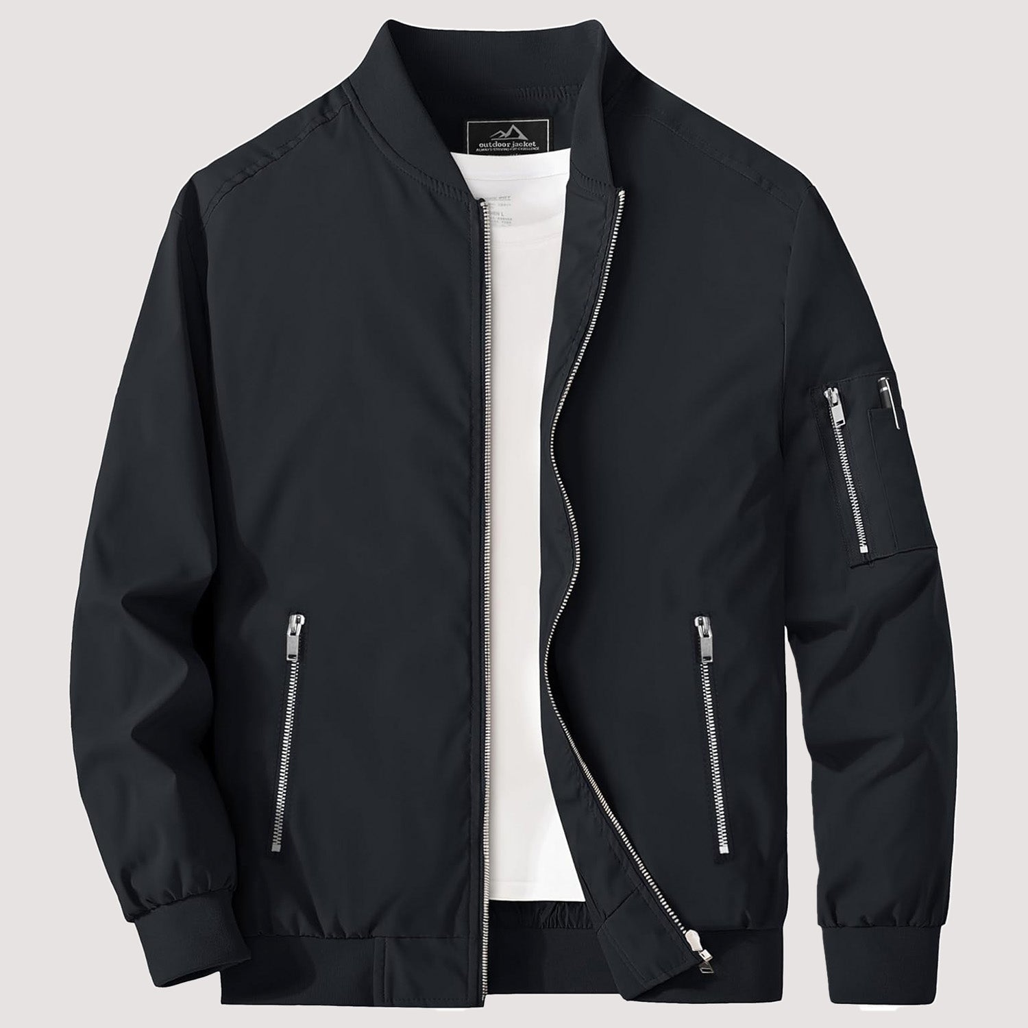 Men's Lightweight Zip-Up Bomber Jacket - Casual Windbreaker