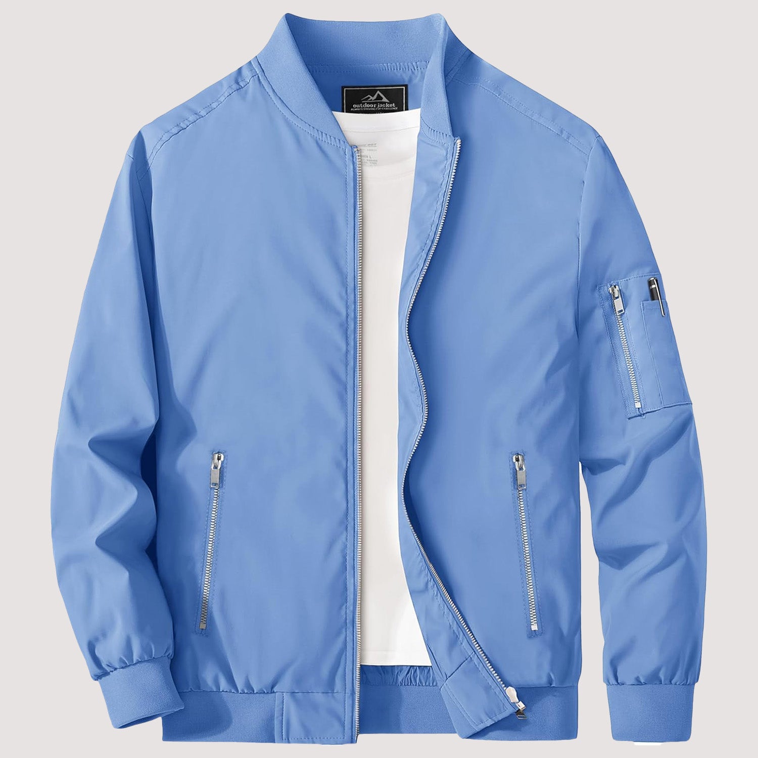 Men's Lightweight Zip-Up Bomber Jacket - Casual Windbreaker