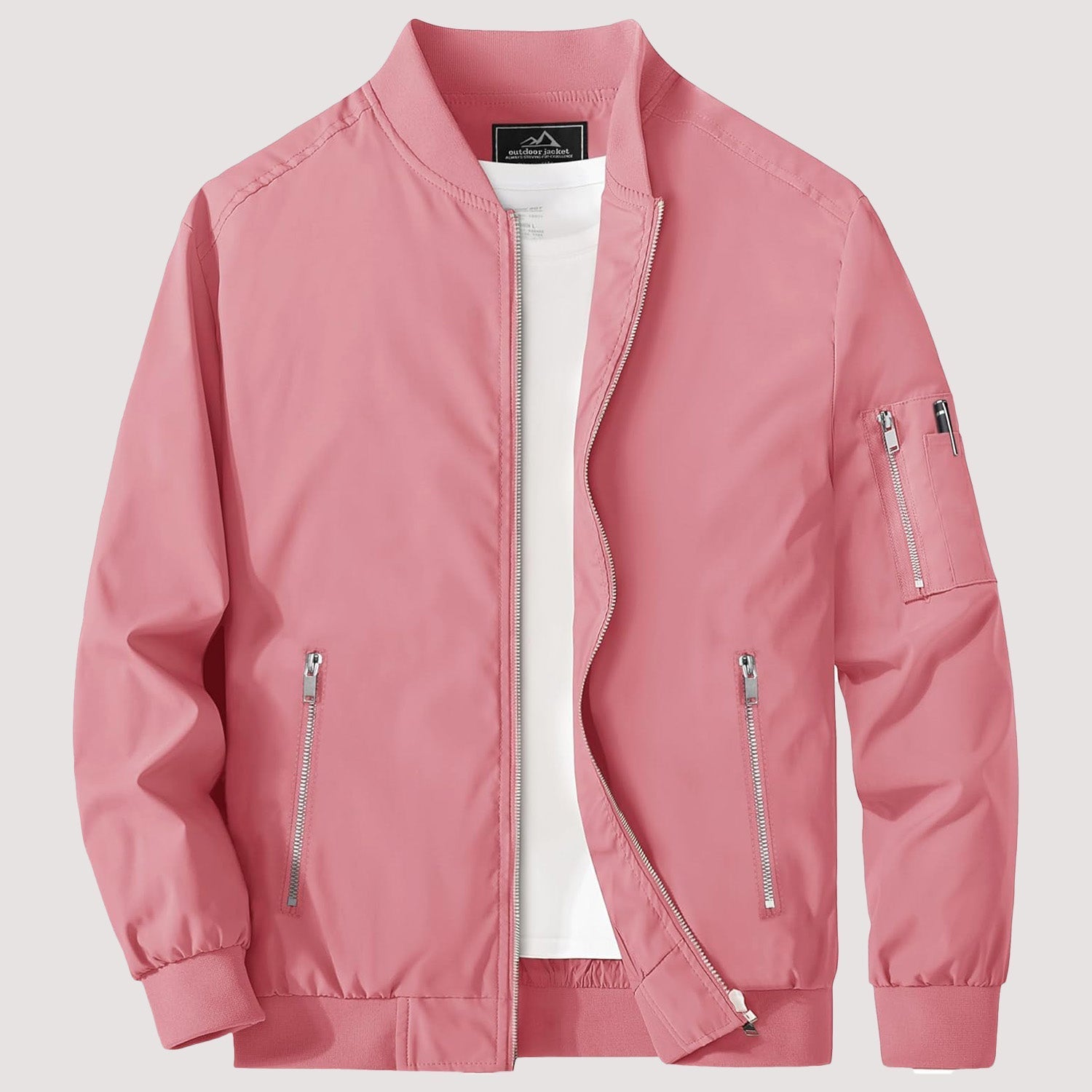 Men's Lightweight Zip-Up Bomber Jacket - Casual Windbreaker
