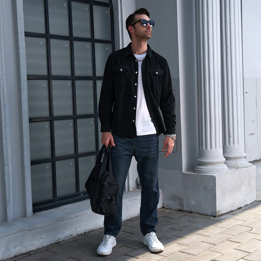 Men's Long Sleeve Corduroy Sun Protection Shirt