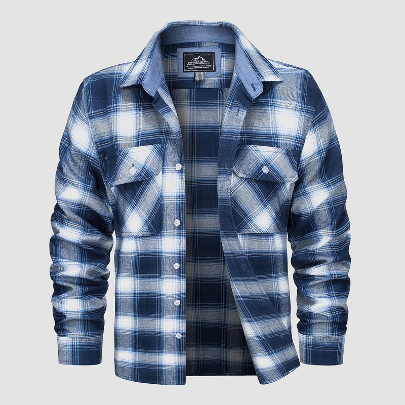 Men's Long Sleeve Cotton Plaid Flannel Shirt