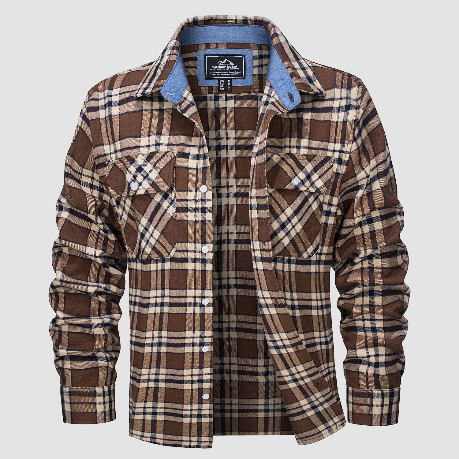 Men's Long Sleeve Cotton Plaid Flannel Shirt