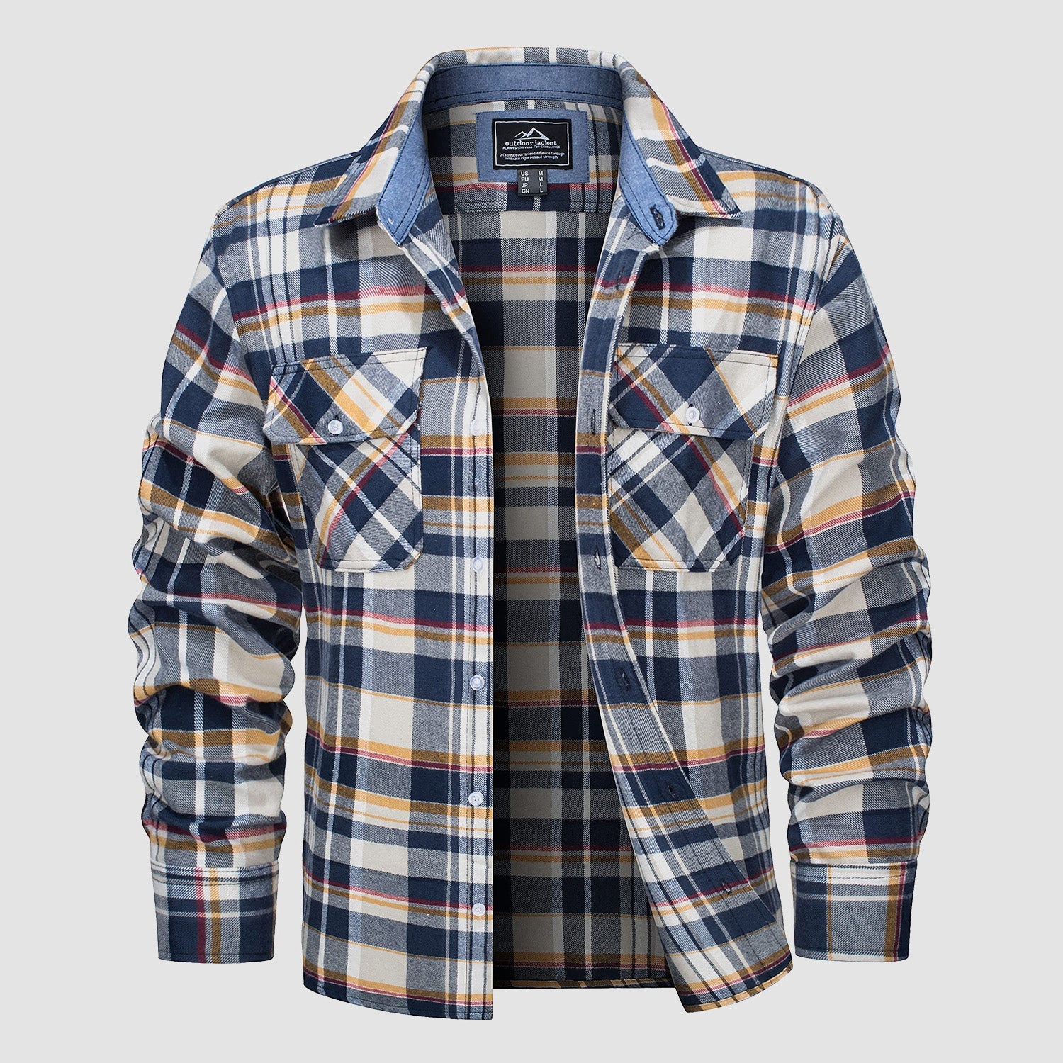 Men's Long Sleeve Cotton Plaid Flannel Shirt