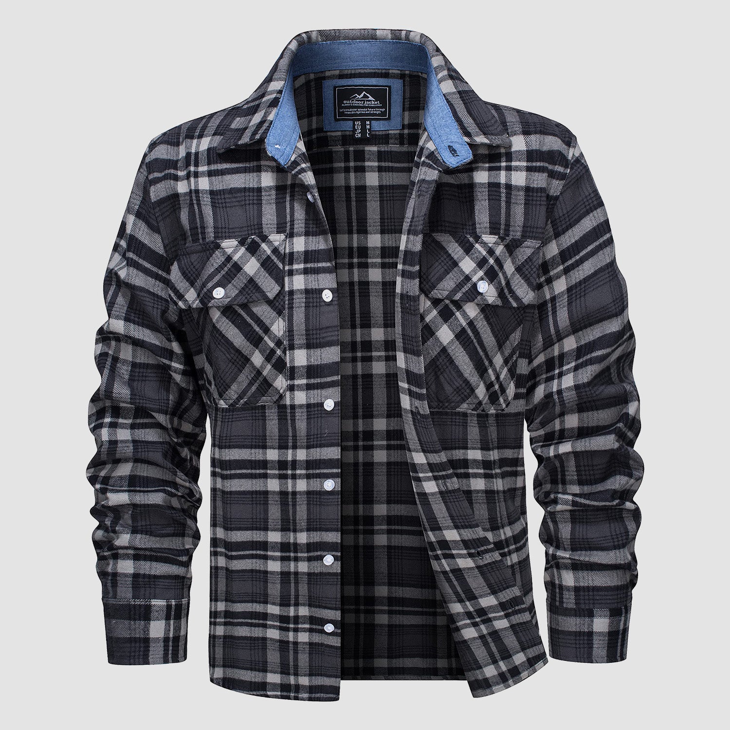 Men's Long Sleeve Cotton Plaid Flannel Shirt