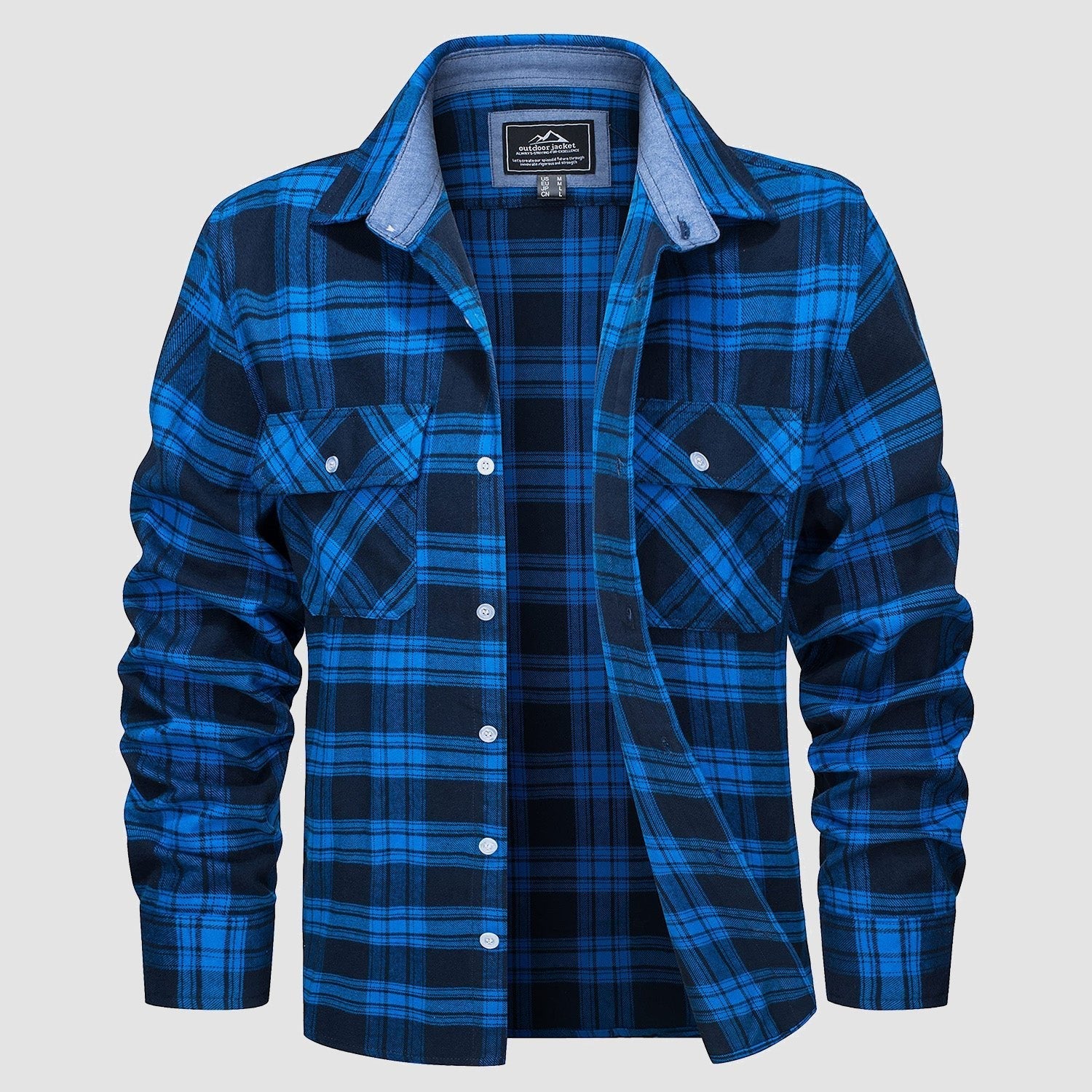 Men's Long Sleeve Cotton Plaid Flannel Shirt