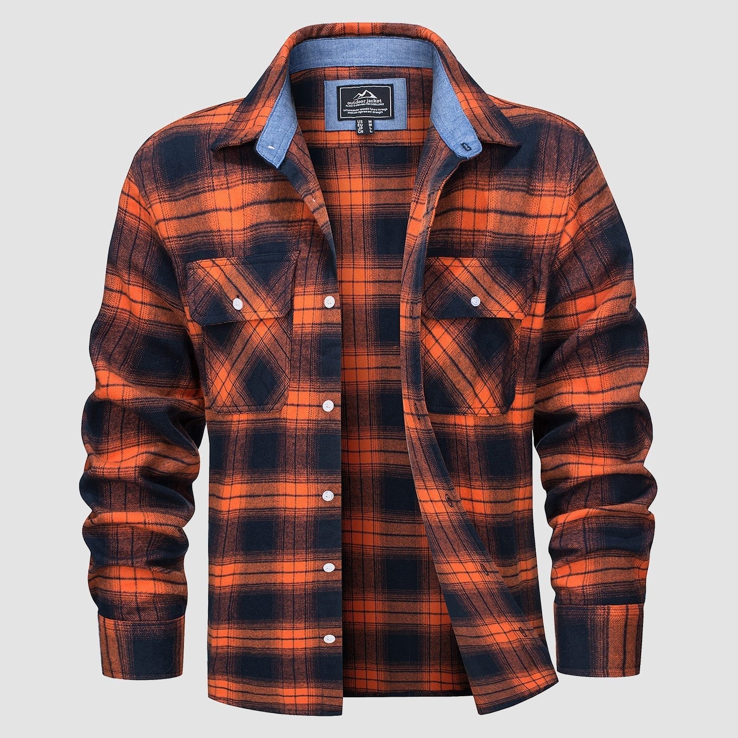 Men's Long Sleeve Cotton Plaid Flannel Shirt