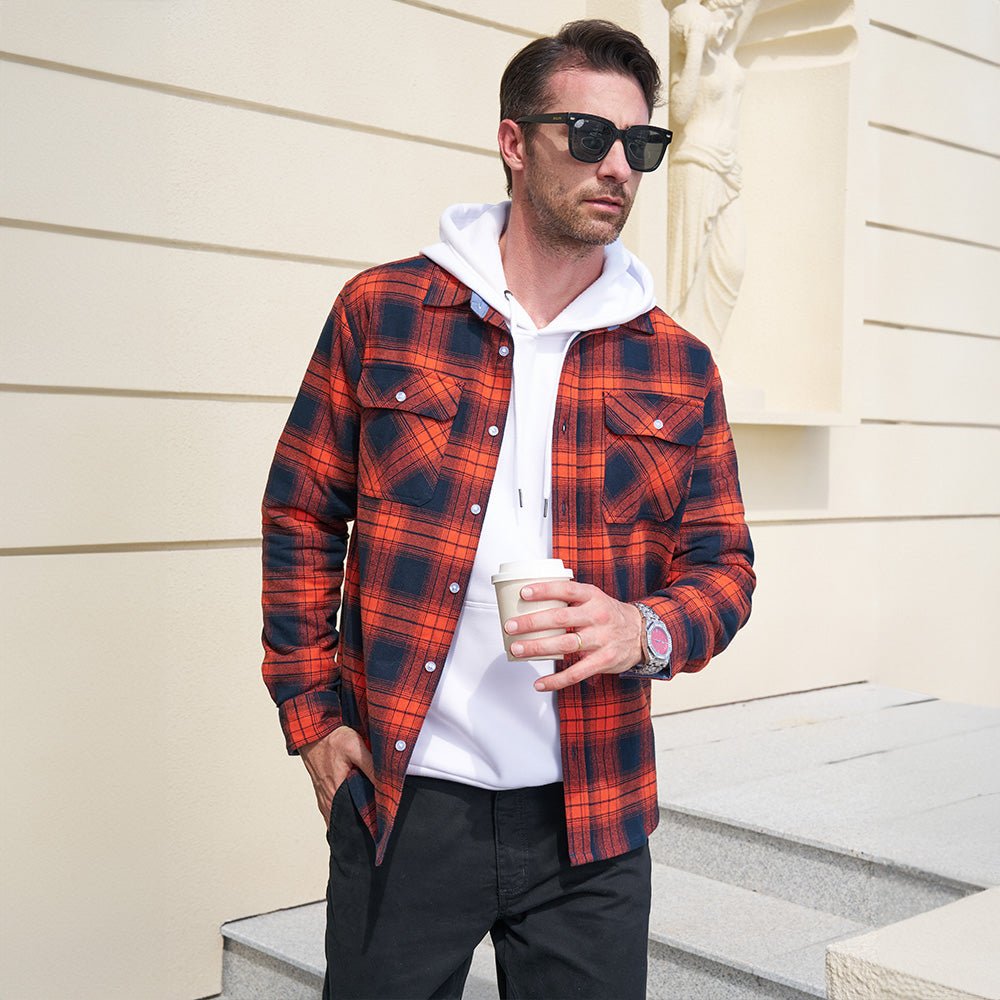 Men's Long Sleeve Cotton Plaid Flannel Shirt