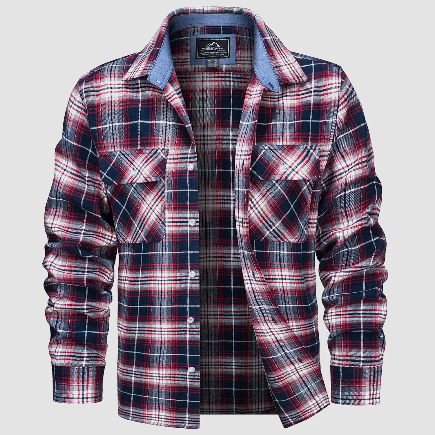 Men's Long Sleeve Cotton Plaid Flannel Shirt